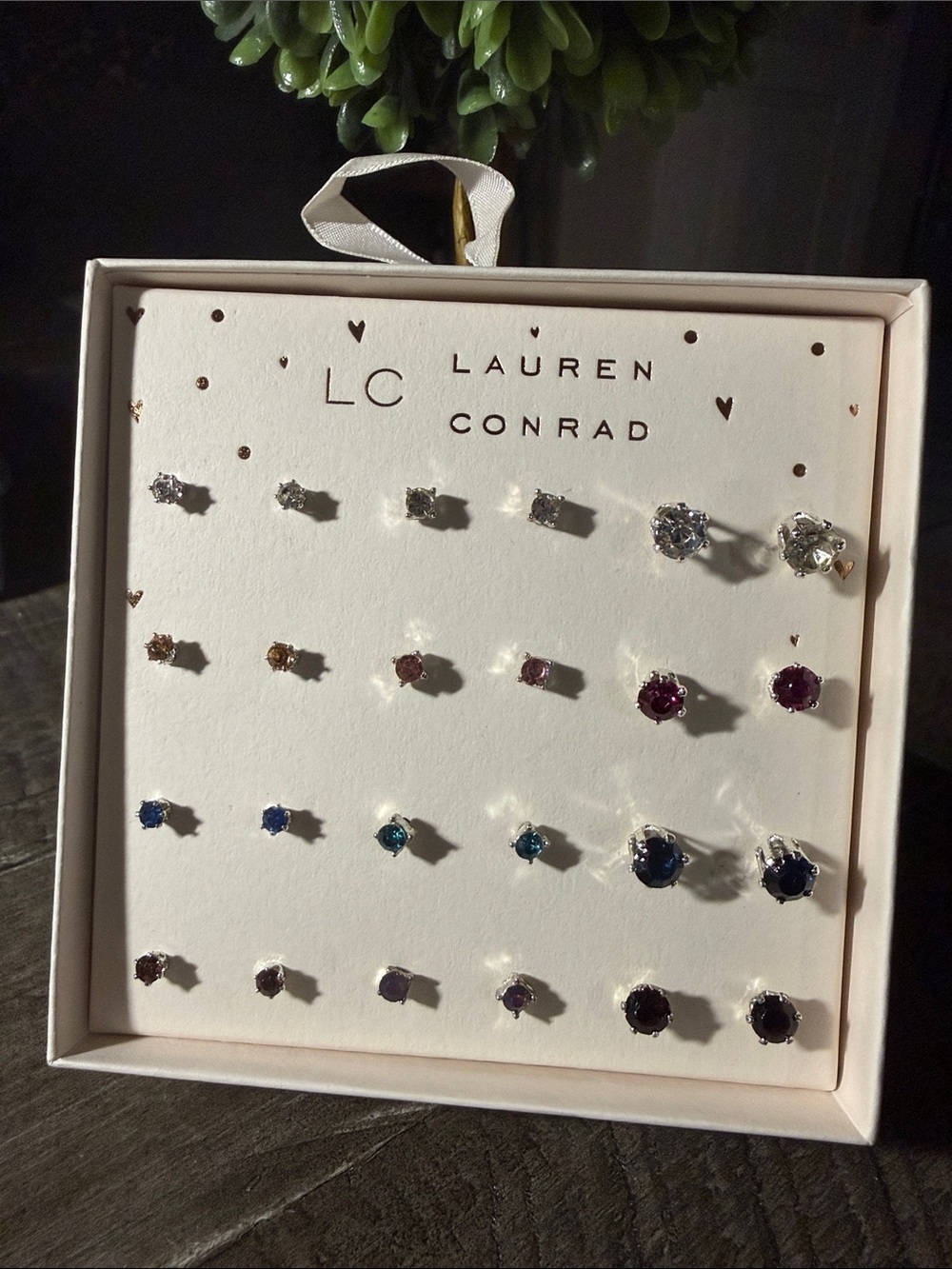 LC Lauren Conrad Multi-Color Crystal Stud Earring Set in Silver-Tone - 12 Pairs!